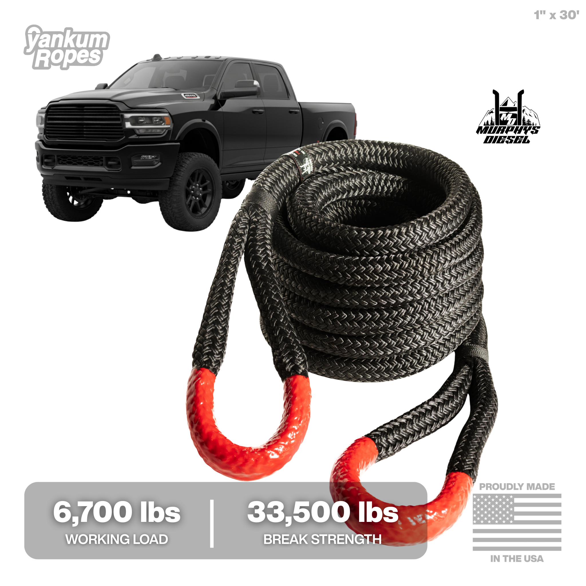 Murphys Diesel Recovery Rope | Made in the USA | Yankum Ropes