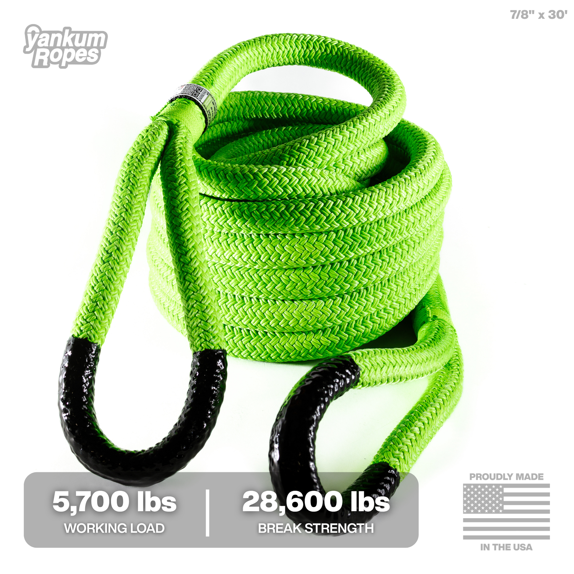 7/8" x 30' Green Kinetic Recovery Rope