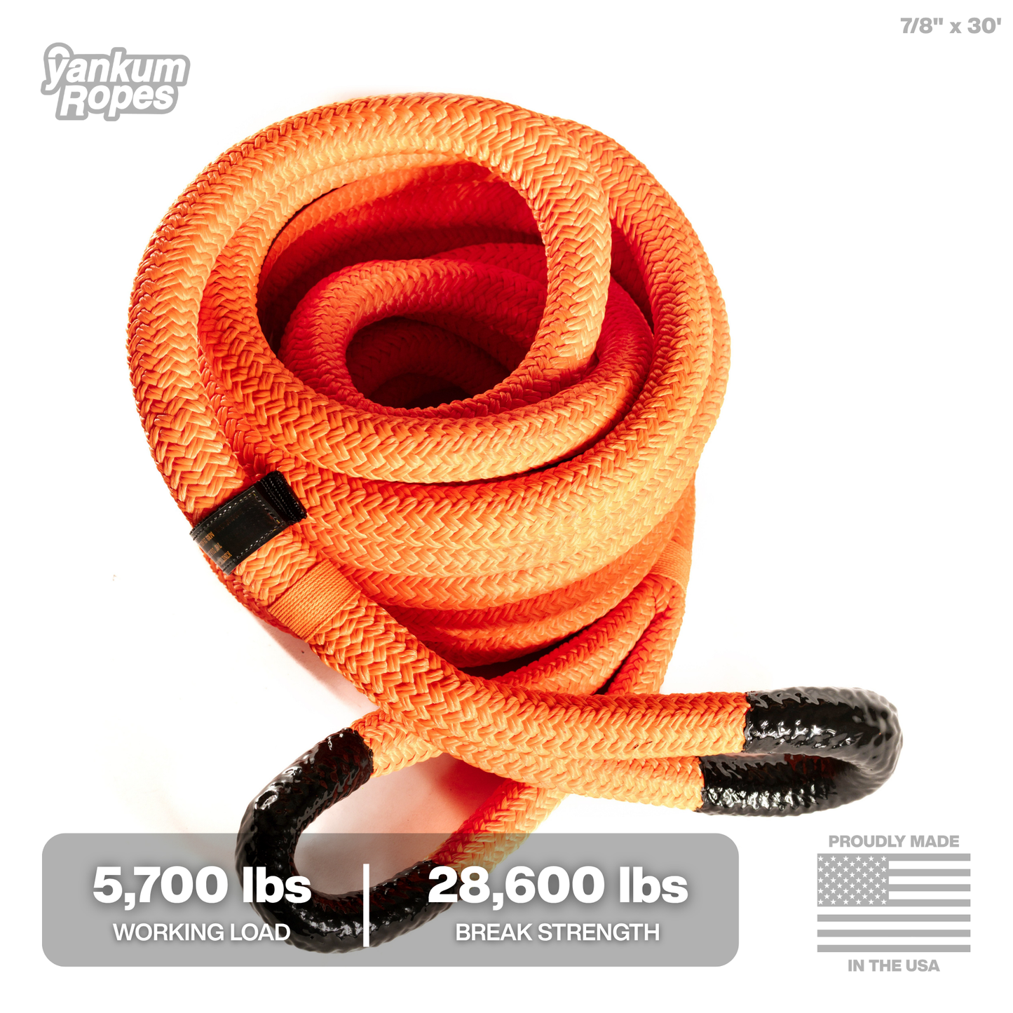 7/8" x 30' Orange Kinetic Recovery Rope