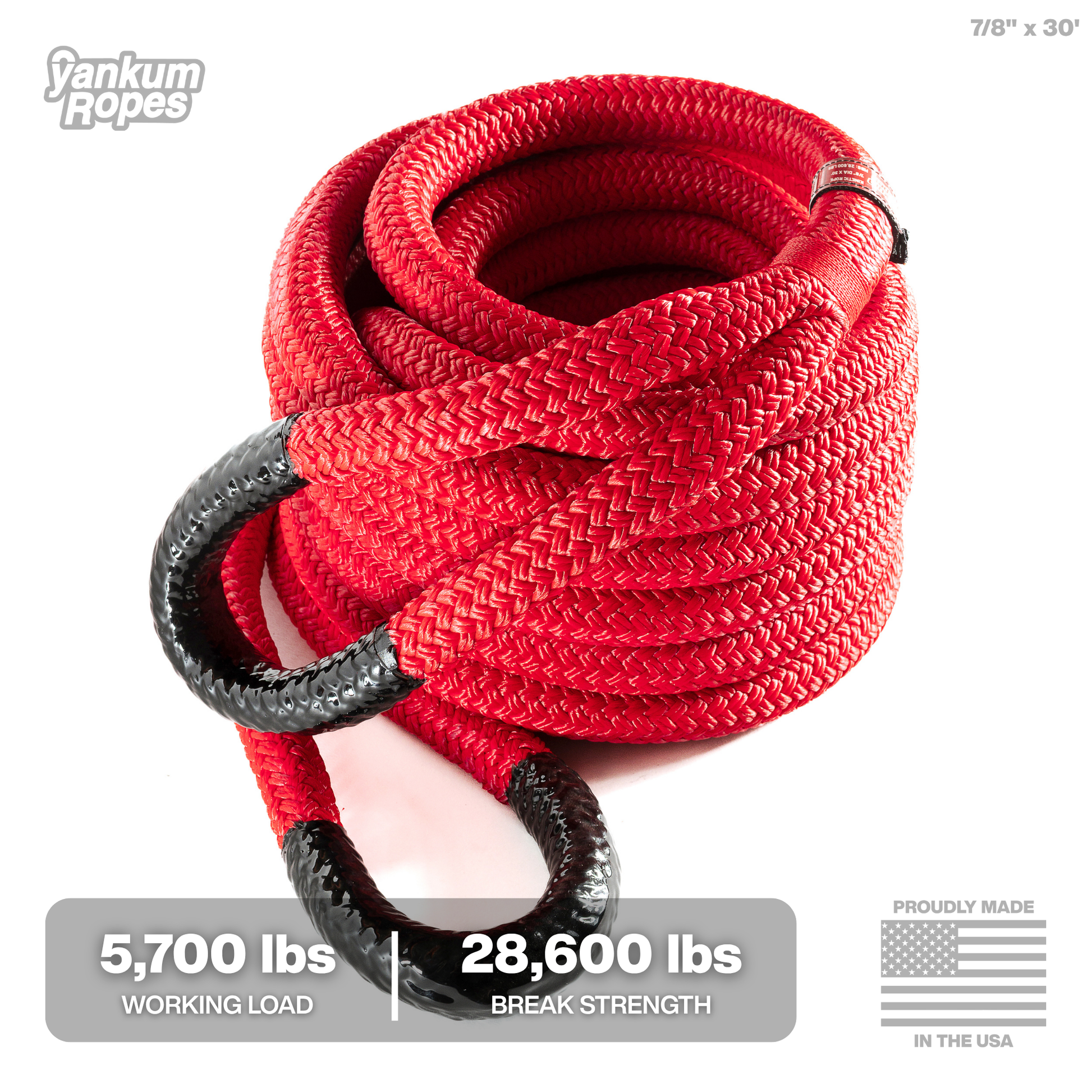 7/8" x 30' Red Kinetic Recovery Rope