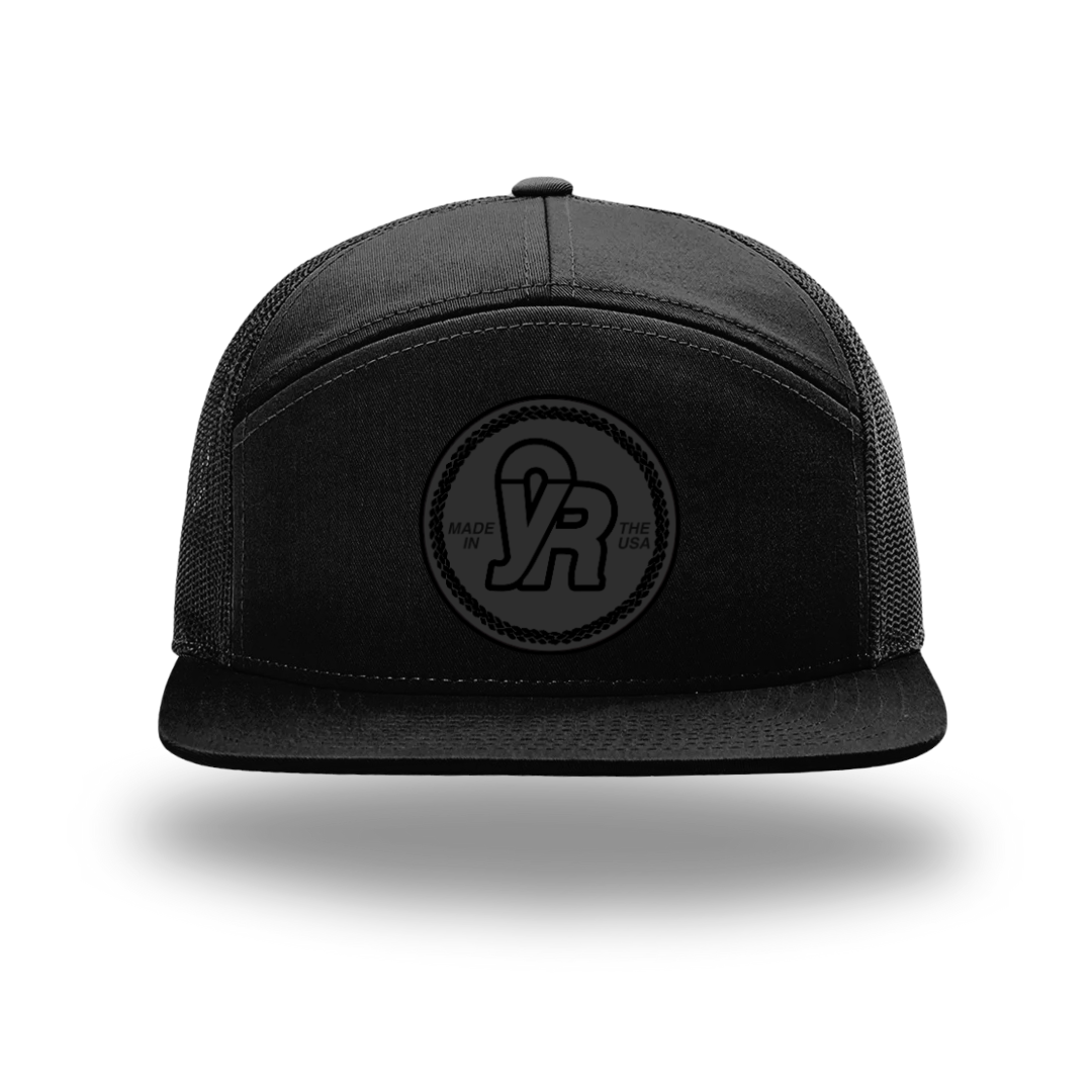 'YR' logo black patch on Yankum black on black hat