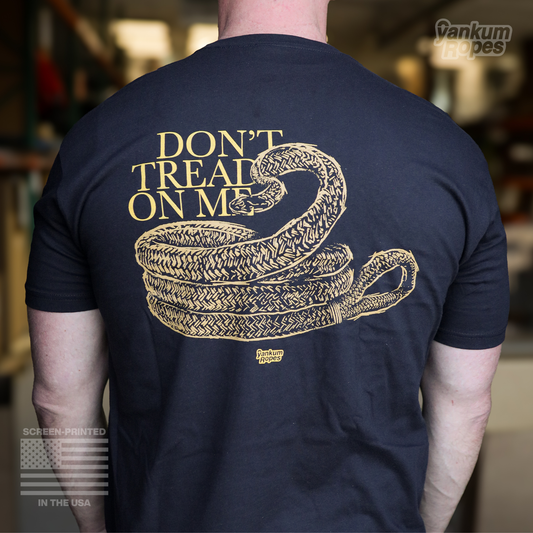 Back view of the new Yankum Don't tread on me tee in black