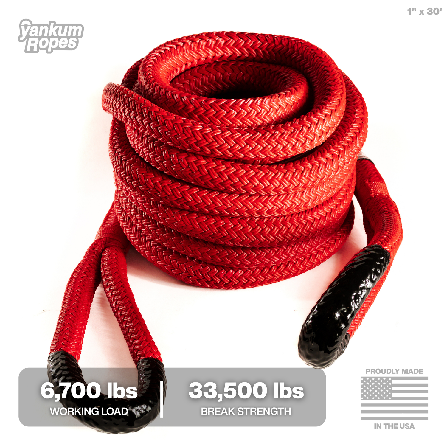1" x 30' Red Kinetic Recovery Rope