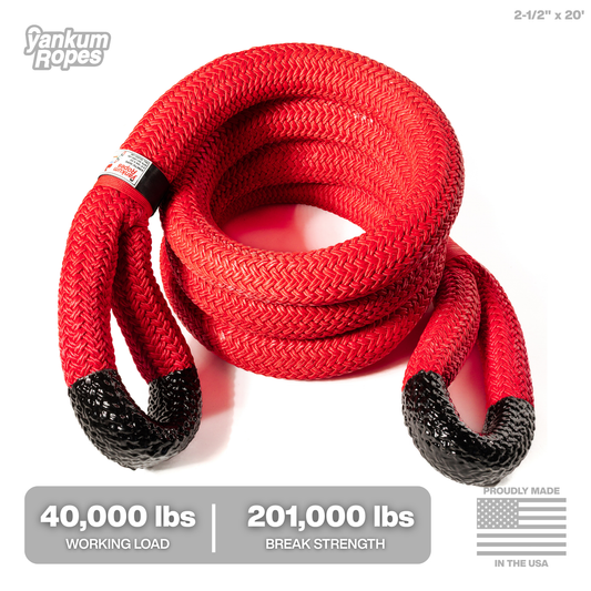 2-1/2" x 20' Red Kinetic Recovery Rope
