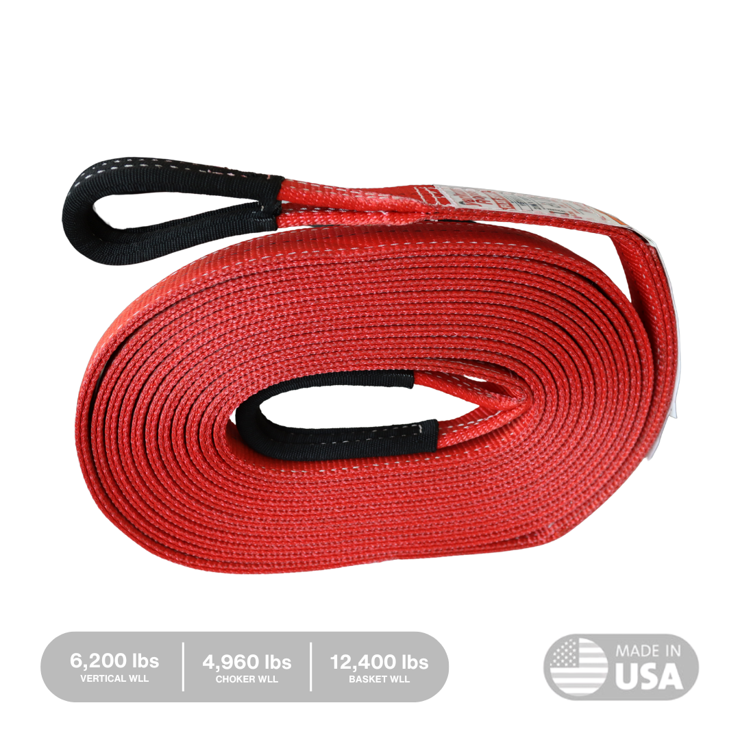 side view of 2 inch by 30 foot heavy duty tow strap by Yankum Ropes