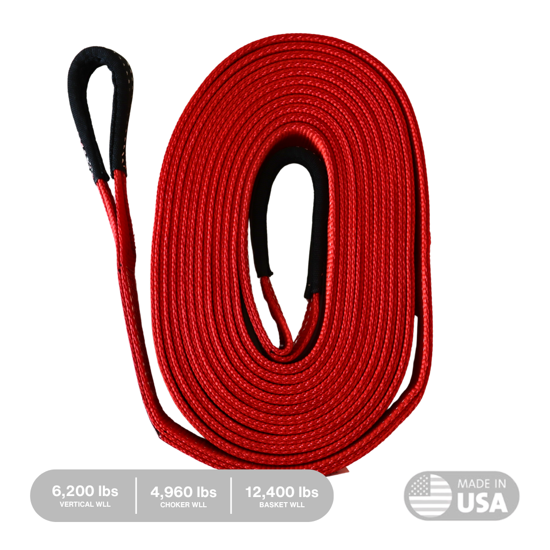 top view of 2 inch by 30 foot heavy duty tow strap by Yankum Ropes