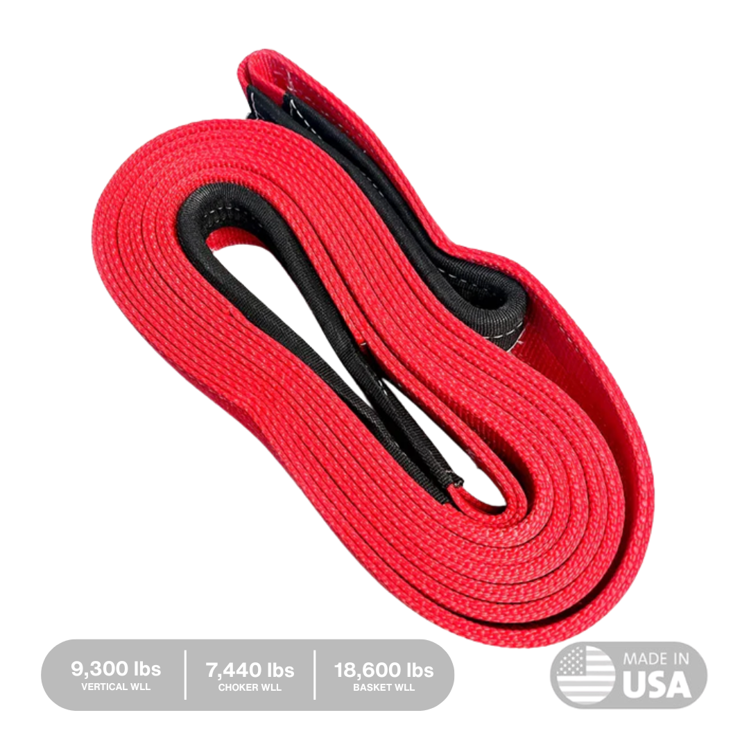 side view of 3 inch by 20 foot heavy duty tow strap by Yankum Ropes