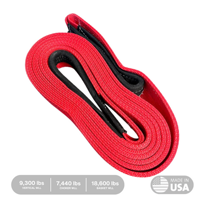 side view of 3 inch by 20 foot heavy duty tow strap by Yankum Ropes
