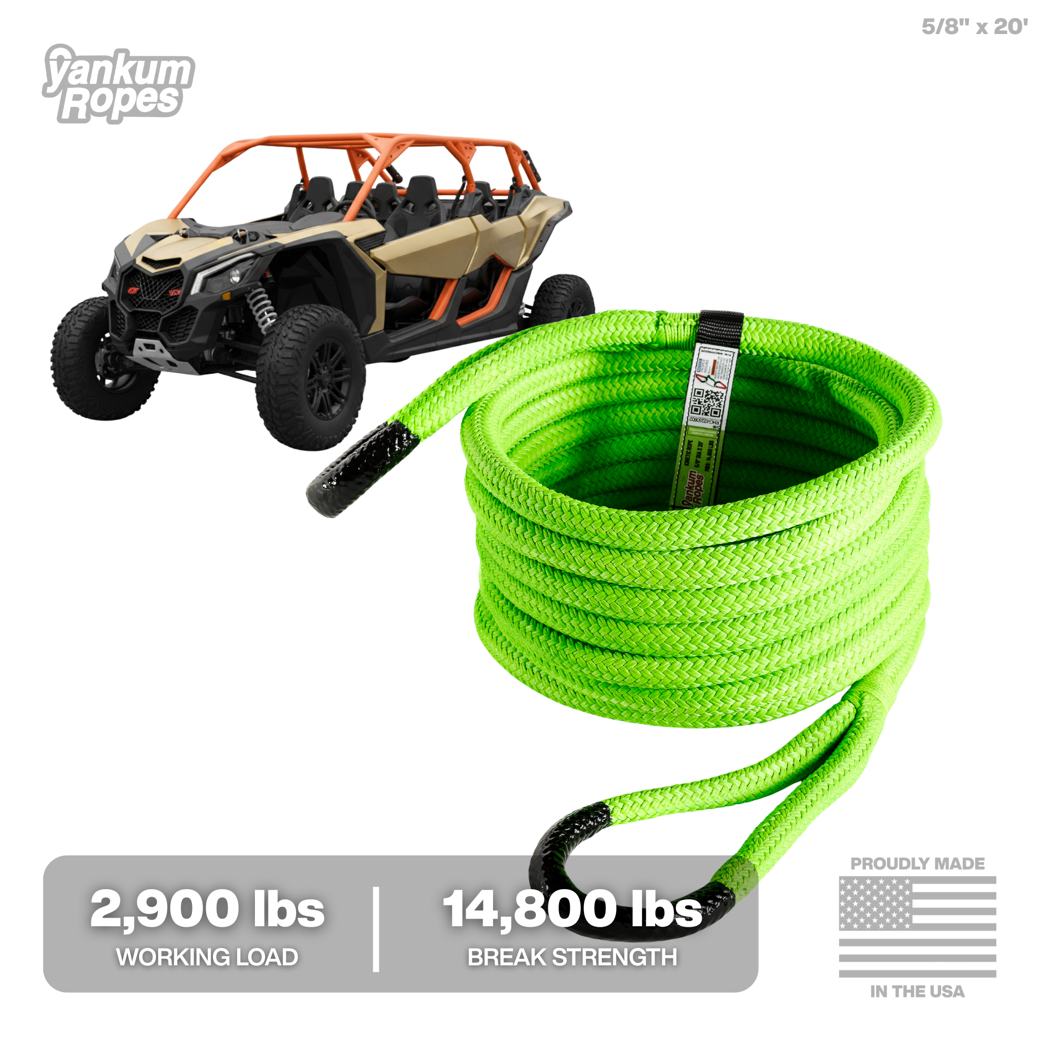 Hi-Vis Kinetic Recovery Rope – Yankum Ropes