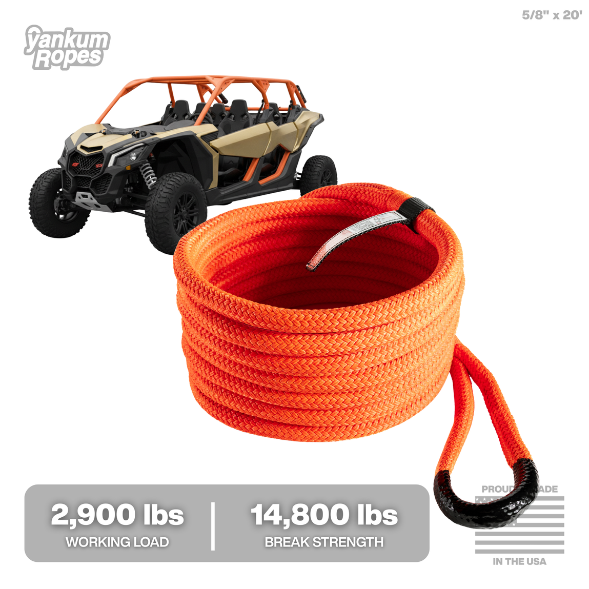 Hi-Vis Kinetic Recovery Rope – Yankum Ropes