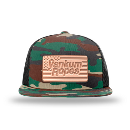 Yankum Leather Patch Flat Bill